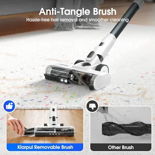Klarpul Cordless Vacuum Cleaner 2 Batteries 140 Mins | 50Kpa Strong Suction, Self-Standing, 5-Stage HEPA, 3 Modes, 1.8L Dust Cup, White thumbnail 5