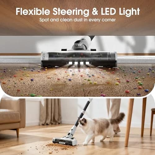 Klarpul Cordless Vacuum Cleaner 2 Batteries 140 Mins | 50Kpa Strong Suction, Self-Standing, 5-Stage HEPA, 3 Modes, 1.8L Dust Cup, White thumbnail 7
