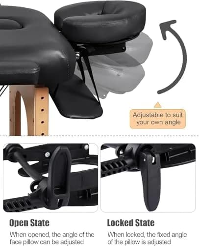 Kalolary Universal Face Cradle & Cushion for Massage Table, Adjustable Headrest & Pillow, Black | 8cm (3.15 Inch) Height thumbnail 5