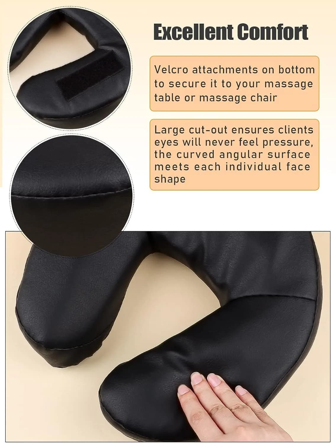 Kalolary Universal Face Cradle & Cushion for Massage Table, Adjustable Headrest & Pillow, Black | 8cm (3.15 Inch) Height - view 7