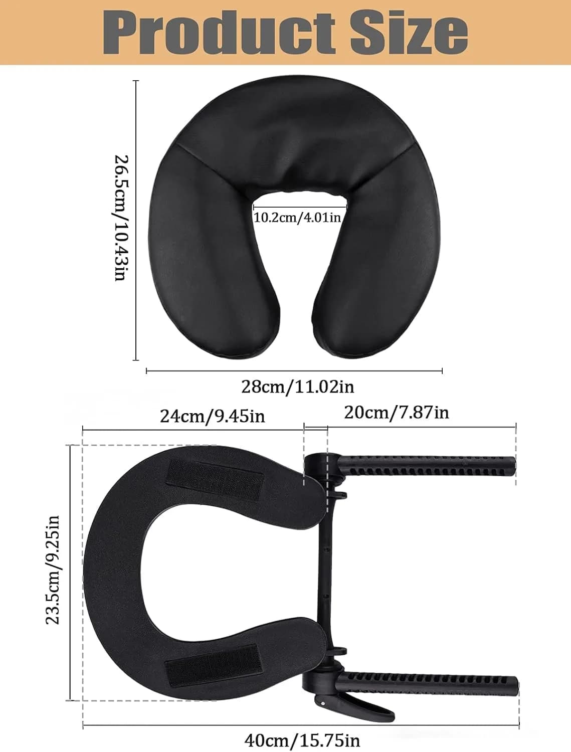 Kalolary Universal Face Cradle & Cushion for Massage Table, Adjustable Headrest & Pillow, Black | 8cm (3.15 Inch) Height - view 2