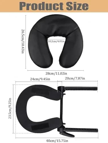 Kalolary Universal Face Cradle & Cushion for Massage Table, Adjustable Headrest & Pillow, Black | 8cm (3.15 Inch) Height thumbnail 2