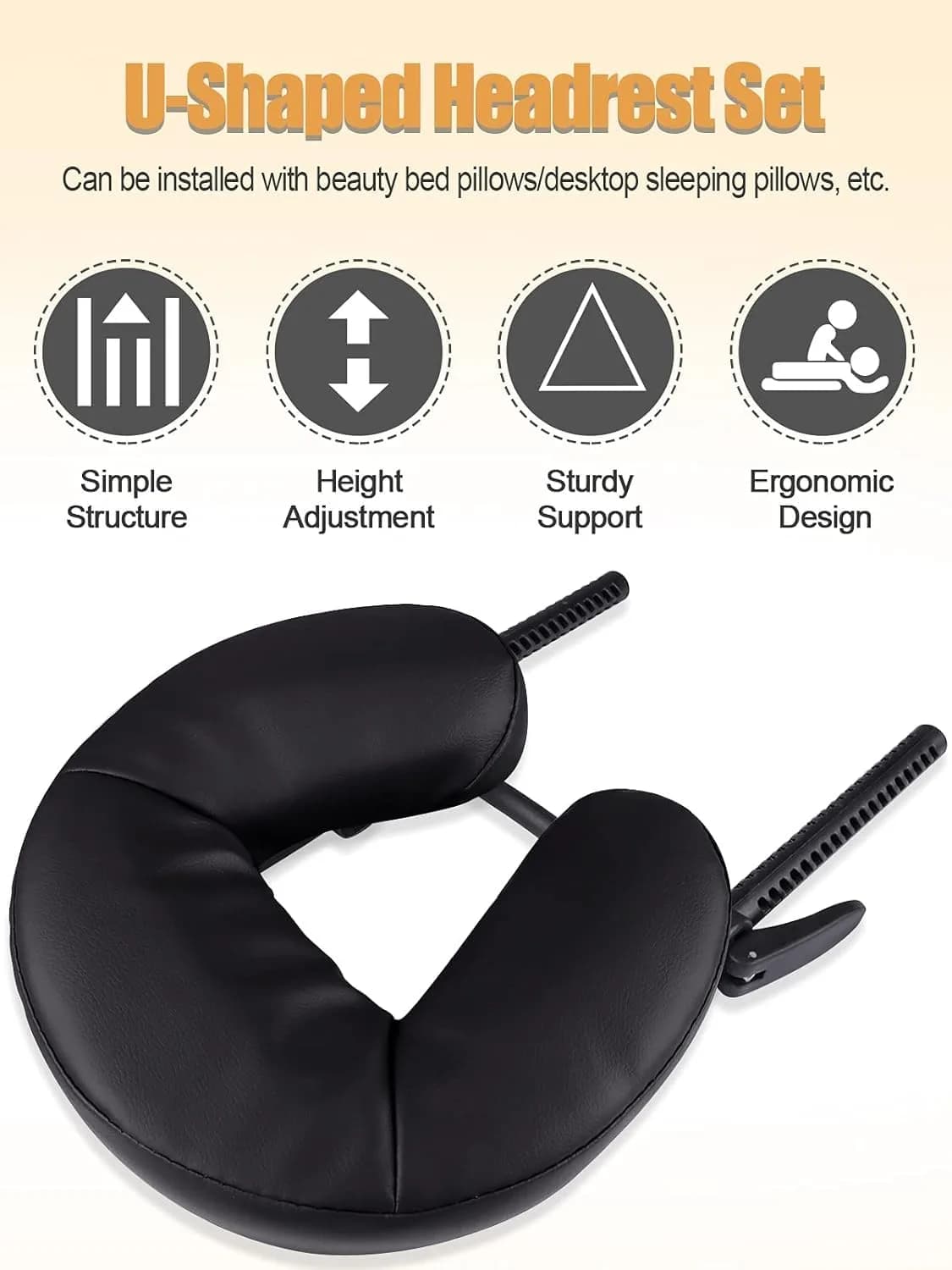 Kalolary Universal Face Cradle & Cushion for Massage Table, Adjustable Headrest & Pillow, Black | 8cm (3.15 Inch) Height - view 3