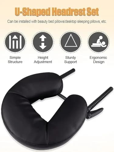 Kalolary Universal Face Cradle & Cushion for Massage Table, Adjustable Headrest & Pillow, Black | 8cm (3.15 Inch) Height thumbnail 3