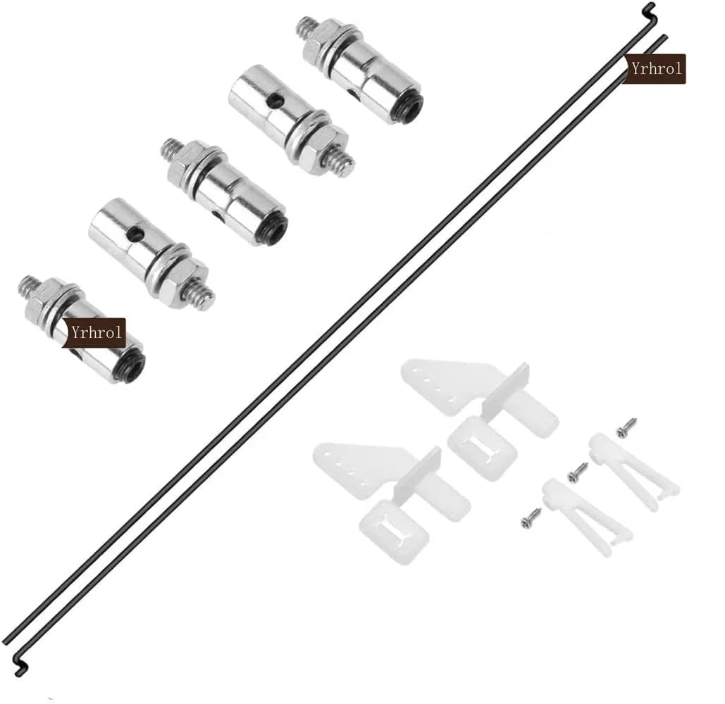 Yrhrol Adjustable Pushrod Connector Linkage Stopper 1.3mm + Z Push Rods 1.2x260mm + Nylon Control Horns | RC Airplane Parts Set - view 3