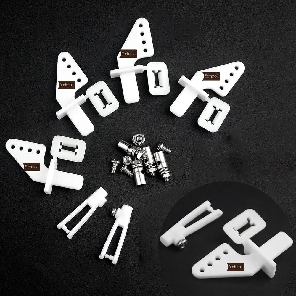 Yrhrol Adjustable Pushrod Connector Linkage Stopper 1.3mm + Nylon Control Horns 21x10 mm + 1.2 x 180mm Z Push Rods Parts Set | RC Airplane Plane Boat Replacement - view 5