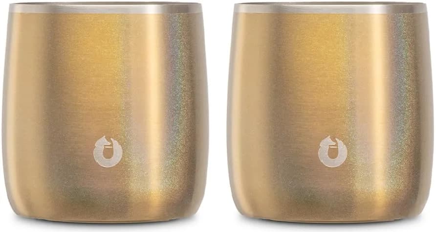 Snowfox Insulated Whiskey Glasses 11oz | Vacuum Sealed Stainless Steel Old Fashioned Glass, Gift for Men, Home Bar Accessories, Shimmer Gold thumbnail 2