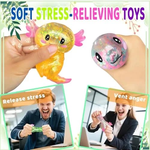 Puffwize Axolotl Squishy Stress Relief Toy Glitter Fidget Toy 9cm (3.54in) | Non-Toxic, BPA-Free, ASTM-Tested thumbnail 6