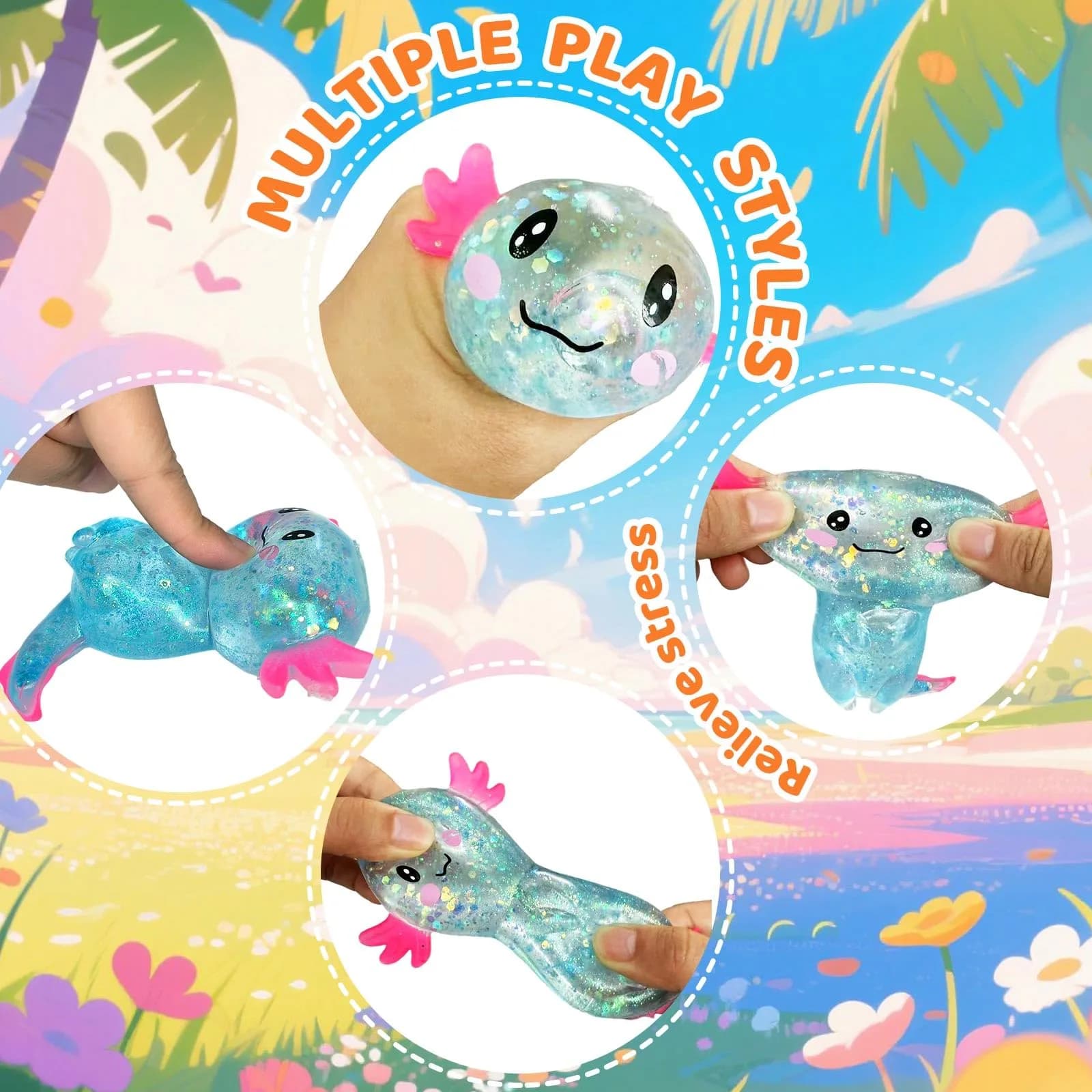 Puffwize Blue Axolotl Squishy Stress Toy | Non-Toxic & BPA-Free for Kids 3-6 - view 2