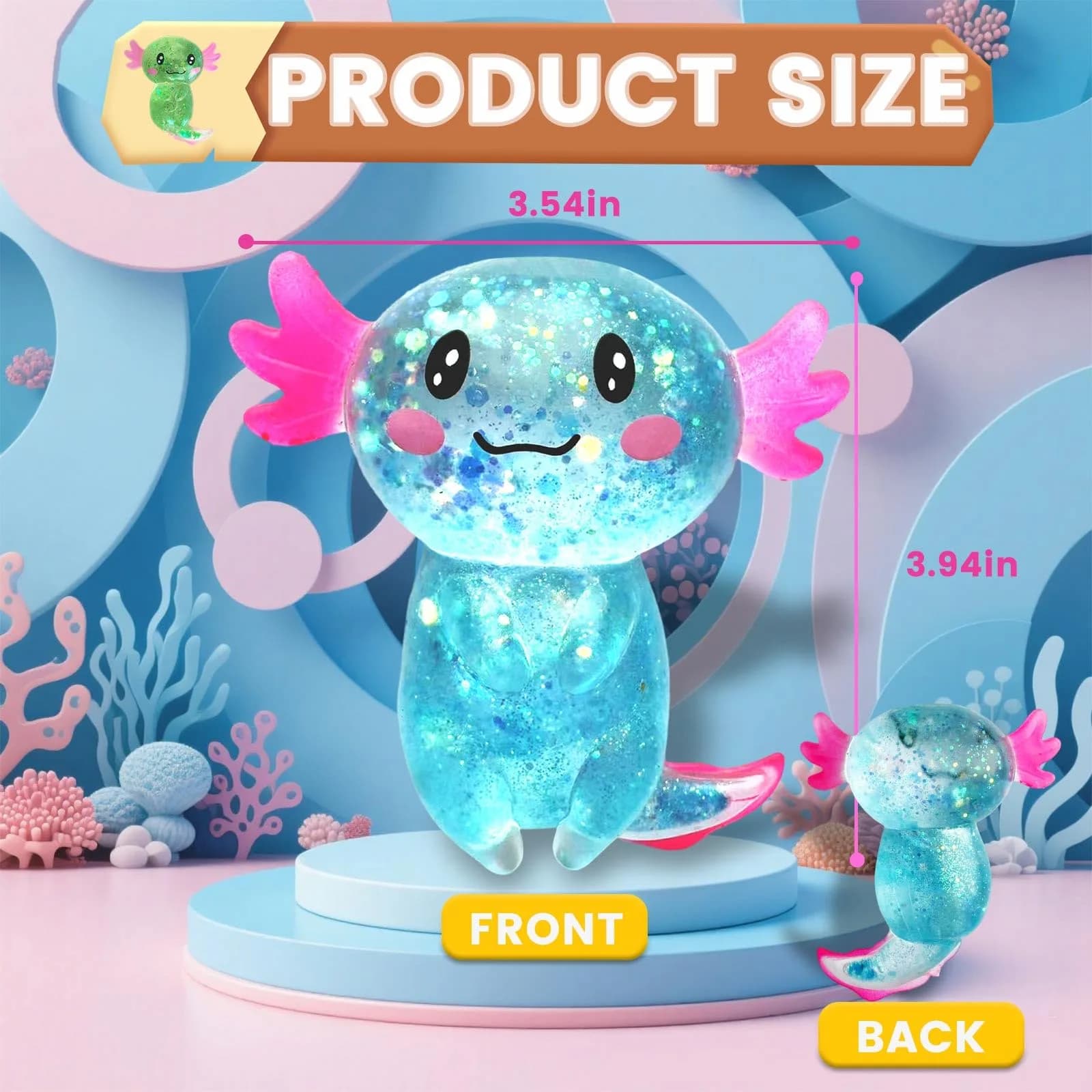 Puffwize Blue Axolotl Squishy Stress Toy | Non-Toxic & BPA-Free for Kids 3-6 - view 3