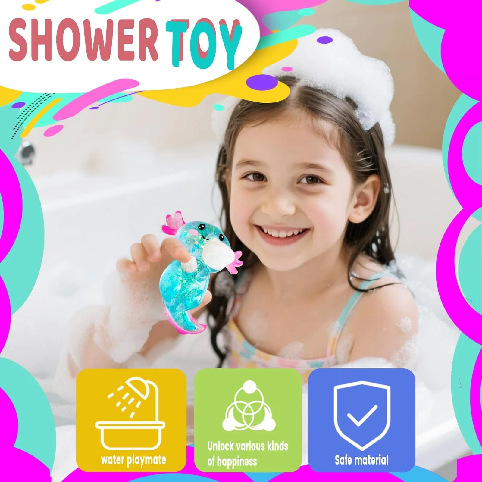 Puffwize Blue Axolotl Squishy Stress Toy | Non-Toxic & BPA-Free for Kids 3-6 - view 4