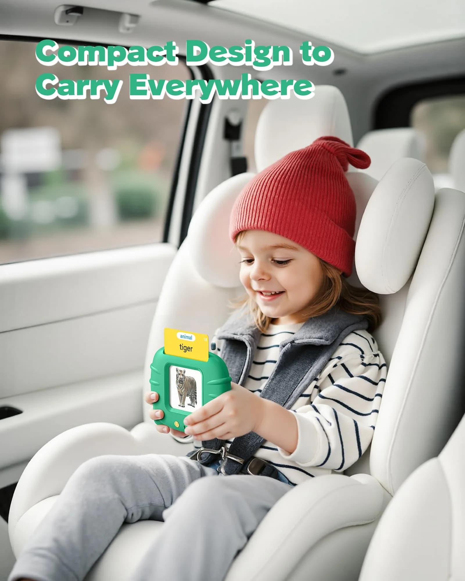 Airbition Talking Flash Cards for Toddlers 1-4 Years, Green | Montessori Language Learning Device with 224 Words - view 6