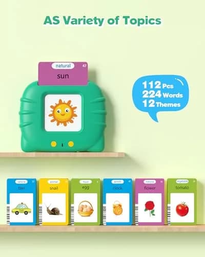 Airbition Talking Flash Cards for Toddlers 1-4 Years, Green | Montessori Language Learning Device with 224 Words thumbnail 2