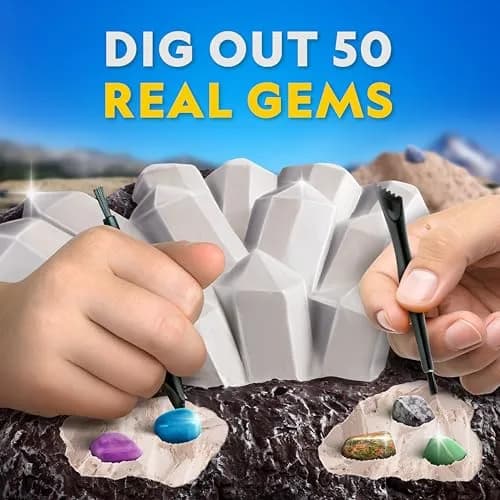 National Geographic Gigantic Gemstone Dig Kit with 50 Real Gemstones | STEM Toy for Kids thumbnail 2