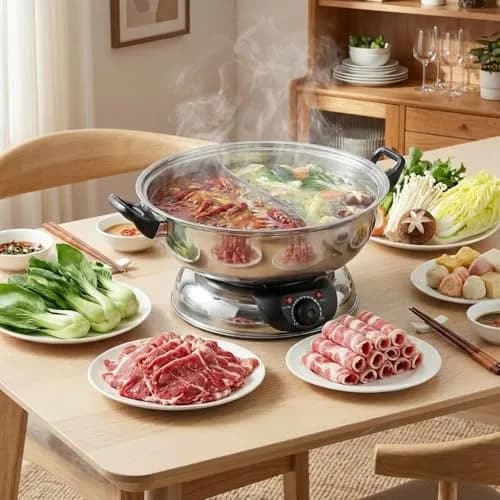 Sonya 5 Electric Dual-Sided Hot pot 30cm | Stainless Steel Shabu Shabu for Family & Entertaining thumbnail 3