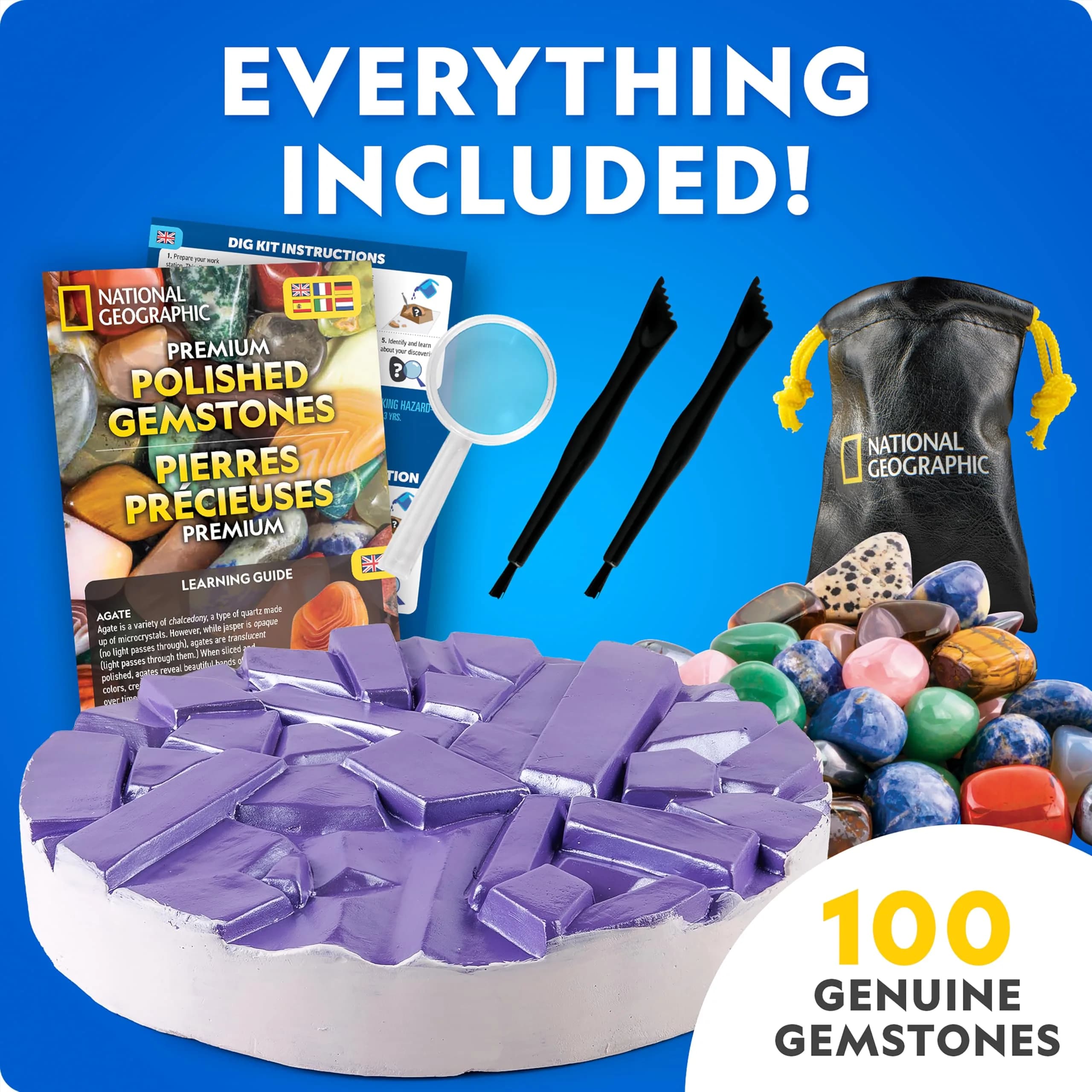 National Geographic Gigantic Gemstone Dig Kit with 100 Real Gems | STEM Learning Toy for Kids - view 5