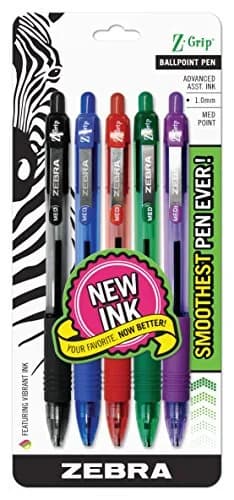 Zebra Pen Z-Grip Retractable Ballpoint Pen, Medium Point, 1.0mm | Smooth Ink Flow thumbnail 1
