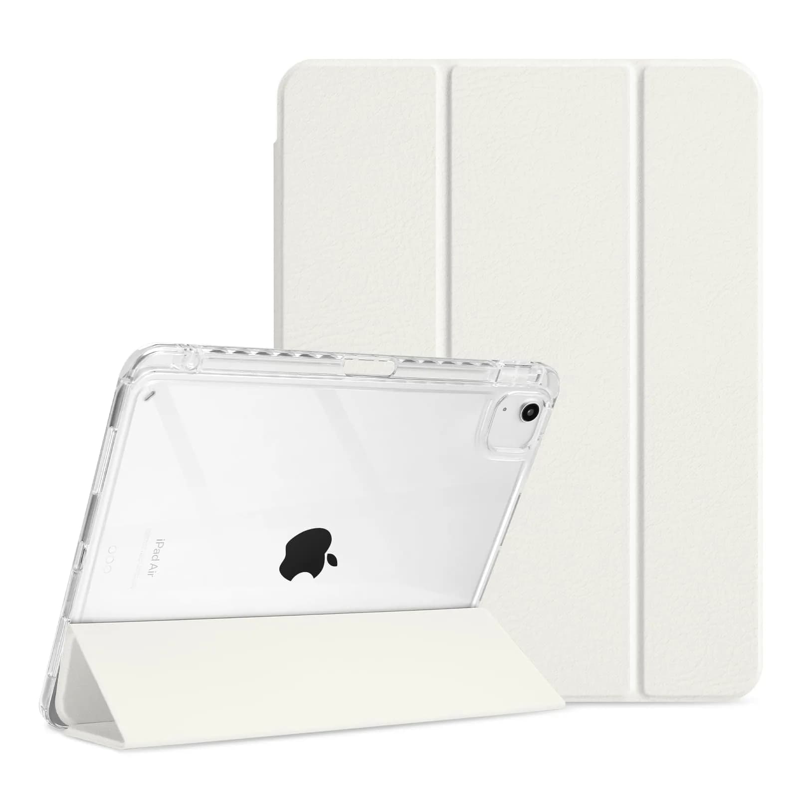 MOROCK Slim Case for iPad Air 13 Inch M4/M3/M2 & iPad Pro 12.9 Inch 6th/5th Gen. with Pencil Holder, White — White