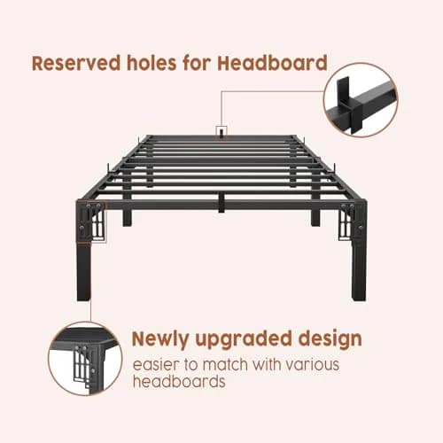 SLEKVERSA Twin Bed Frame 14 Inch High Platform with Storage Support Steel Support thumbnail 4