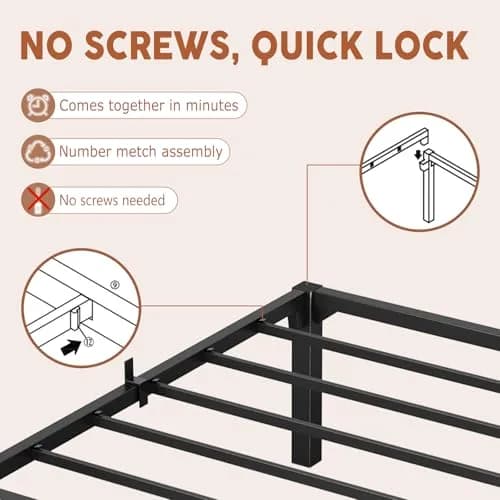 SLEKVERSA Twin Bed Frame 14 Inch High Platform with Storage Support Steel Support thumbnail 6
