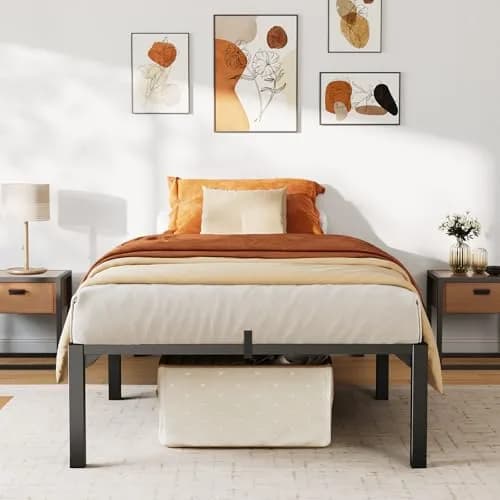 SLEKVERSA Twin Bed Frame 14 Inch High Platform with Storage Support Steel Support thumbnail 7