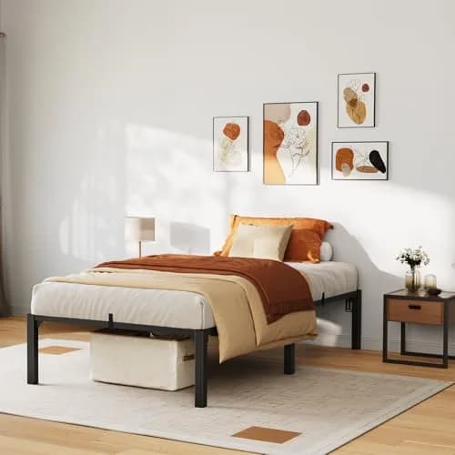 SLEKVERSA Twin Bed Frame 14 Inch High Platform with Storage Support Steel Support thumbnail 8