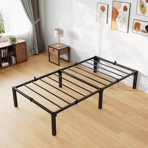 SLEKVERSA Twin Bed Frame 14 Inch High Platform with Storage Support Steel Support thumbnail 9