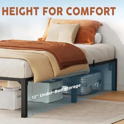SLEKVERSA Twin Bed Frame 14 Inch High Platform with Storage Support Steel Support thumbnail 3