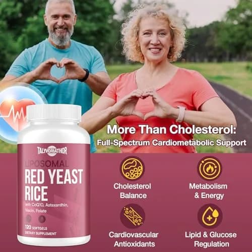 Talyvorlathor Liposomal Red Yeast Rice 1200mg with CoQ10 & Astaxanthin | Cholesterol Support & High Absorption thumbnail 6
