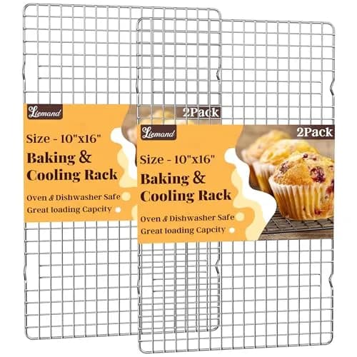 LIEMAND 2 PCS Grid Wire Baking Cooling Racks 25cm x 40cm (10" x 16") | Oven Safe Stainless Steel Cooling Rack for Baking & Roasting thumbnail 1