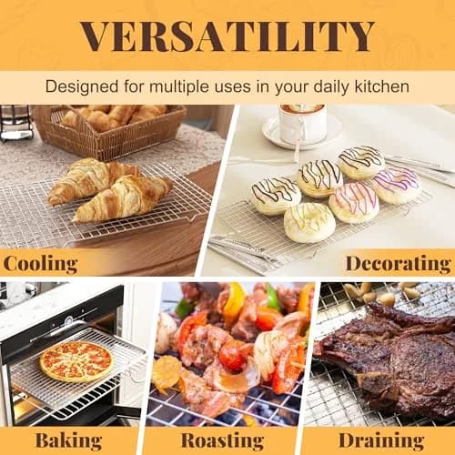 LIEMAND 2 PCS Grid Wire Baking Cooling Racks 25cm x 40cm (10" x 16") | Oven Safe Stainless Steel Cooling Rack for Baking & Roasting thumbnail 6