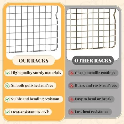 LIEMAND 2 PCS Grid Wire Baking Cooling Racks 25cm x 40cm (10" x 16") | Oven Safe Stainless Steel Cooling Rack for Baking & Roasting thumbnail 7
