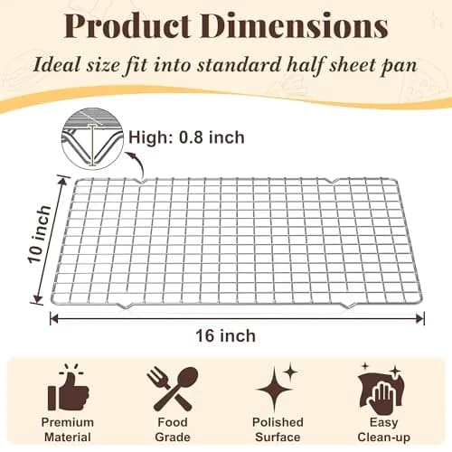 LIEMAND 2 PCS Grid Wire Baking Cooling Racks 25cm x 40cm (10" x 16") | Oven Safe Stainless Steel Cooling Rack for Baking & Roasting thumbnail 2