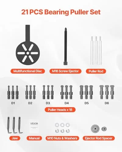 VEVOR 21-in-1 Bearing Puller Set | Heavy Duty 3-Jaw Disassembly Tool for Automotive Bearings thumbnail 6