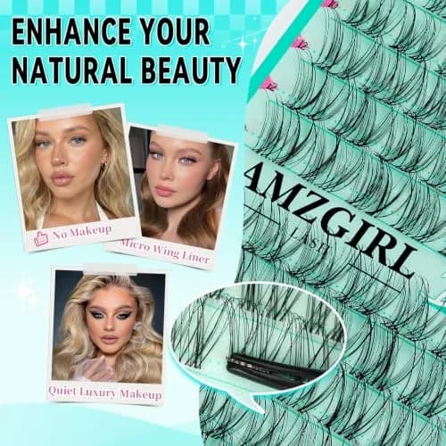 AMZGIRL Natural Lash Clusters Kit, Waterproof&Soft, DIY Lash Extension Kit thumbnail 6