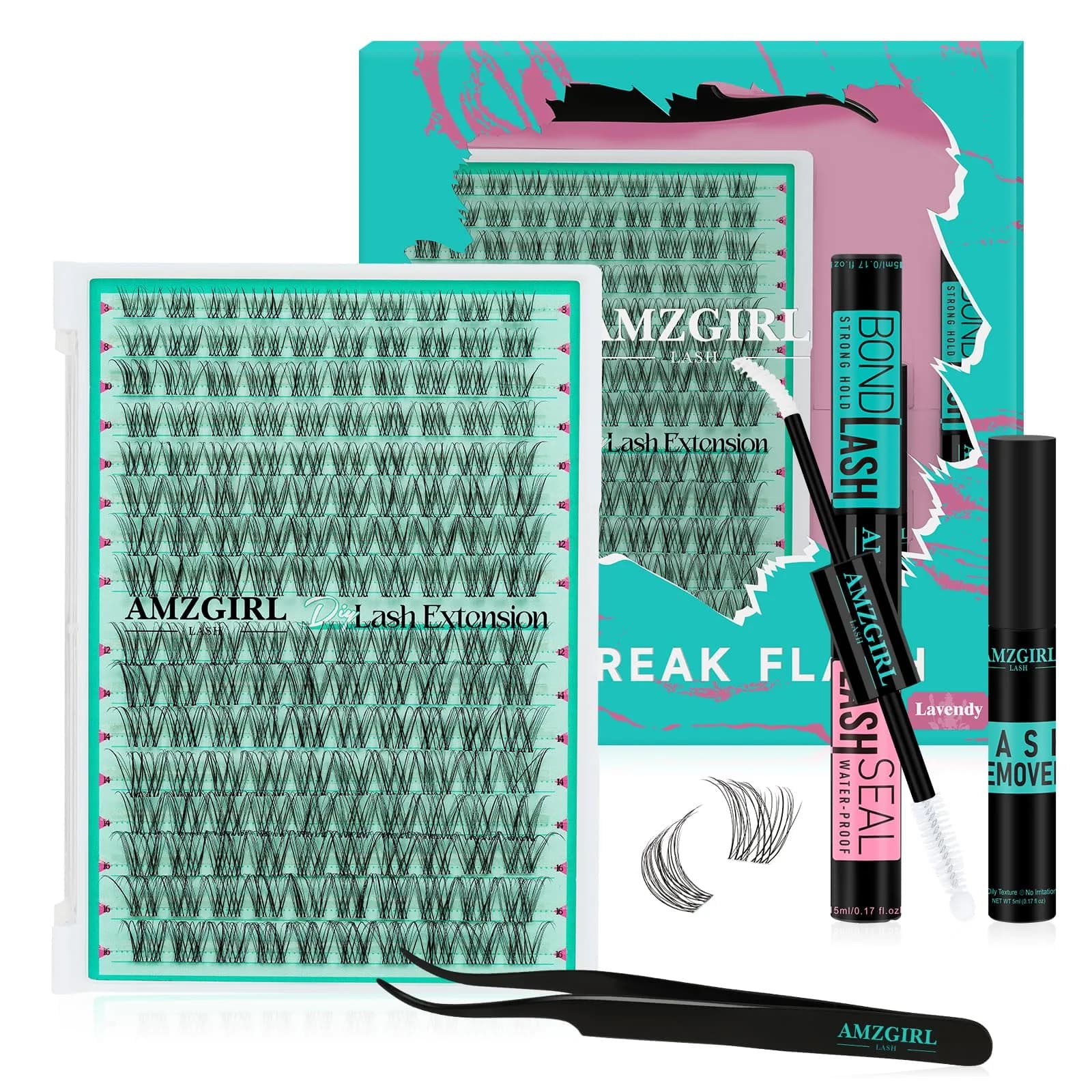 AMZGIRL Natural Lash Clusters Kit, Waterproof&Soft, DIY Lash Extension Kit - main product image