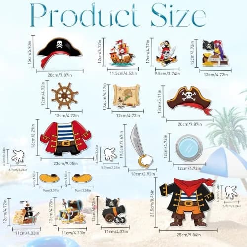 HemerVows 19 Pcs Pirate Dress-Up Cruise Door Magnets | Waterproof & Reusable thumbnail 2