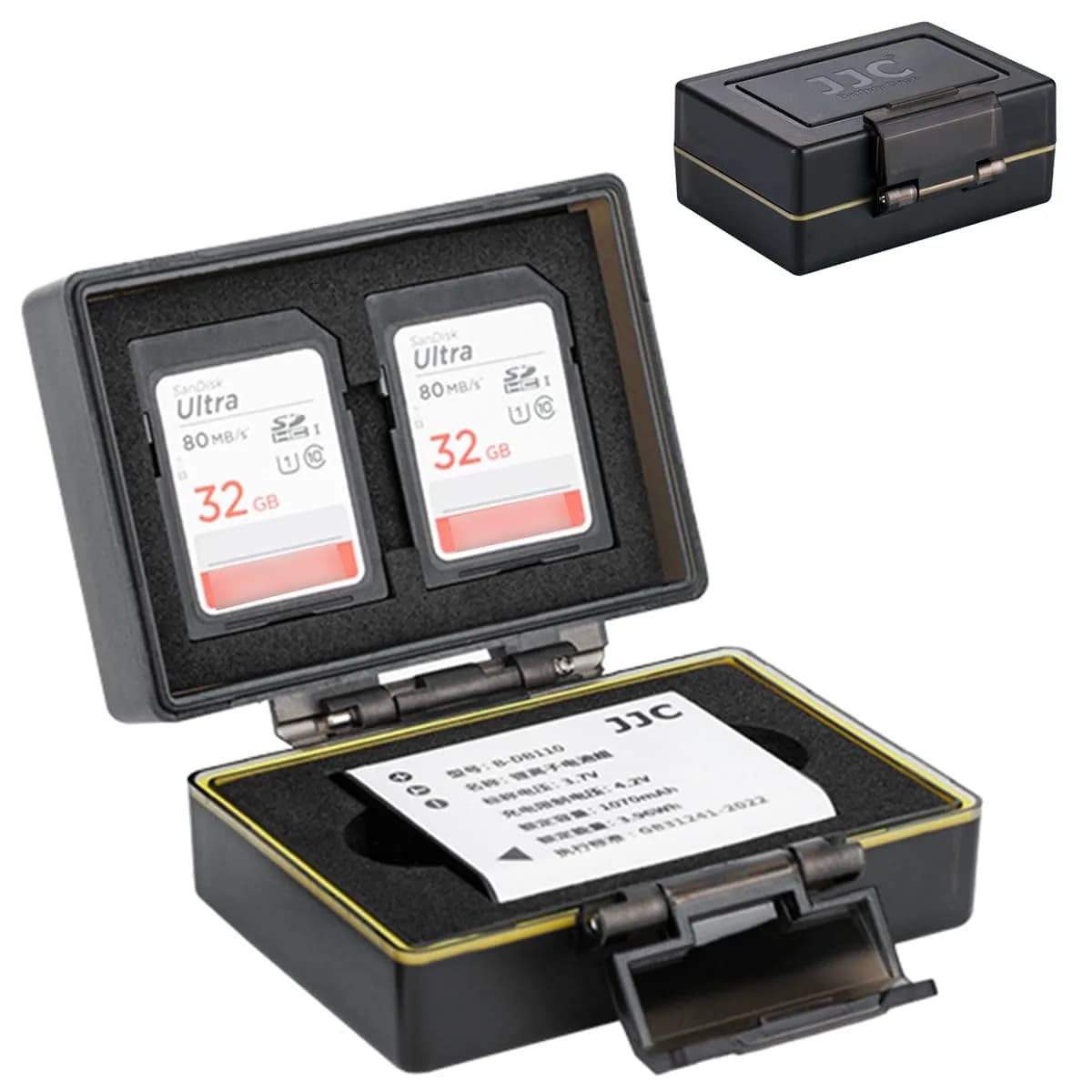 JJC Camera Battery & Memory Card Storage Case for Olympus TG-7 Ricoh GR3, 2 SD Slots + 1 Battery Slot | Water-Resistant & Durable