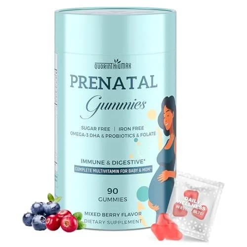 Quorinthiumax Prenatal Gummies Sugar Free 90 Count | Vegan, DHA & Probiotics Support for Expecting Moms thumbnail 1