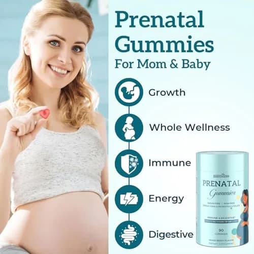 Quorinthiumax Prenatal Gummies Sugar Free 90 Count | Vegan, DHA & Probiotics Support for Expecting Moms thumbnail 3