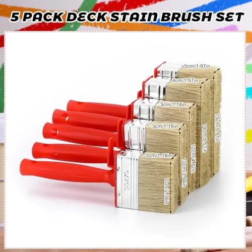 Hoolerry 5 Pcs Assorted Paint Brushes Set | 3" (70mm) to 6" (150mm) for Deck, Walls, Fences thumbnail 2