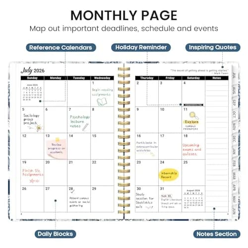 Taja Academic Planner 2026-2027, Jul 2026-Jun 2027 Monthly & Weekly Planner, 16 cm x 21.6 cm (6.3" x 8.5") | Spiral Bound Hardcover Organizer thumbnail 2