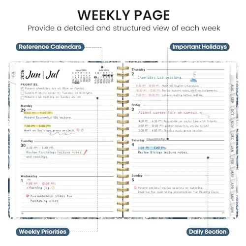 Taja Academic Planner 2026-2027, Jul 2026-Jun 2027 Monthly & Weekly Planner, 16 cm x 21.6 cm (6.3" x 8.5") | Spiral Bound Hardcover Organizer thumbnail 3