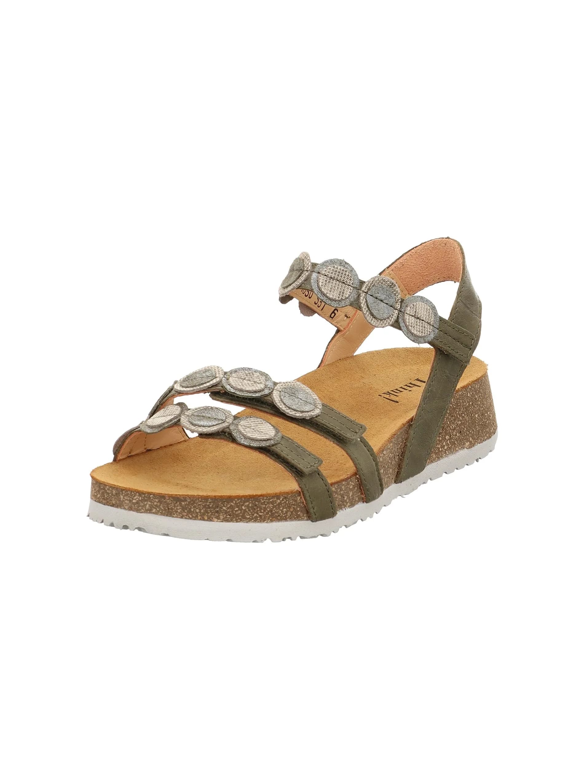 Think! Women's Koak Sustainable Strappy Sandals, Moos Kombi 7030, 8.5 US | Leather, Modern, Casual, Medium Width