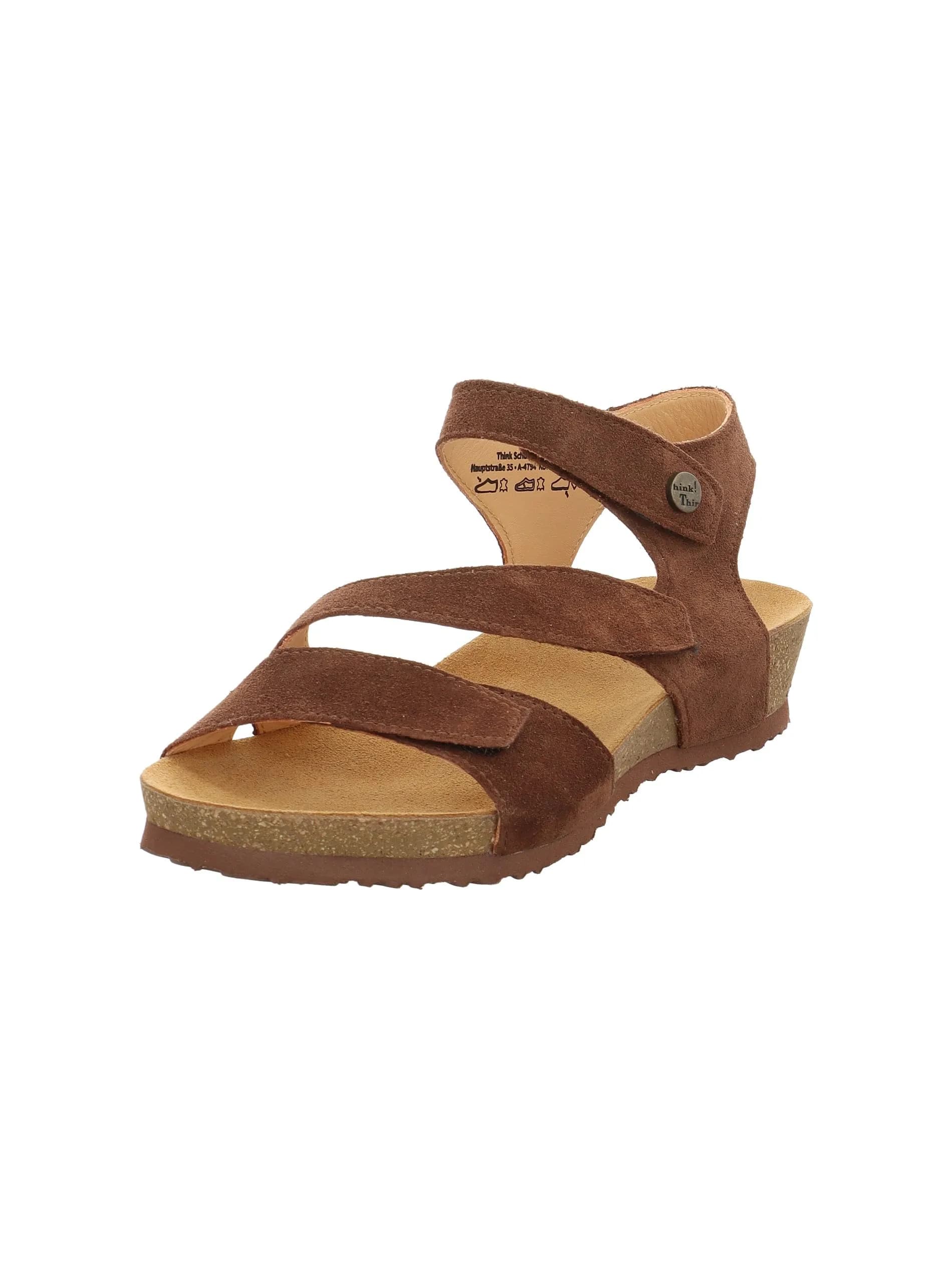 Think! Women's Dumia Leather Lining Sandals, Chocolate 3060, Size 6/6.5 | Lightweight Leather Flip Flops for Casual Comfort