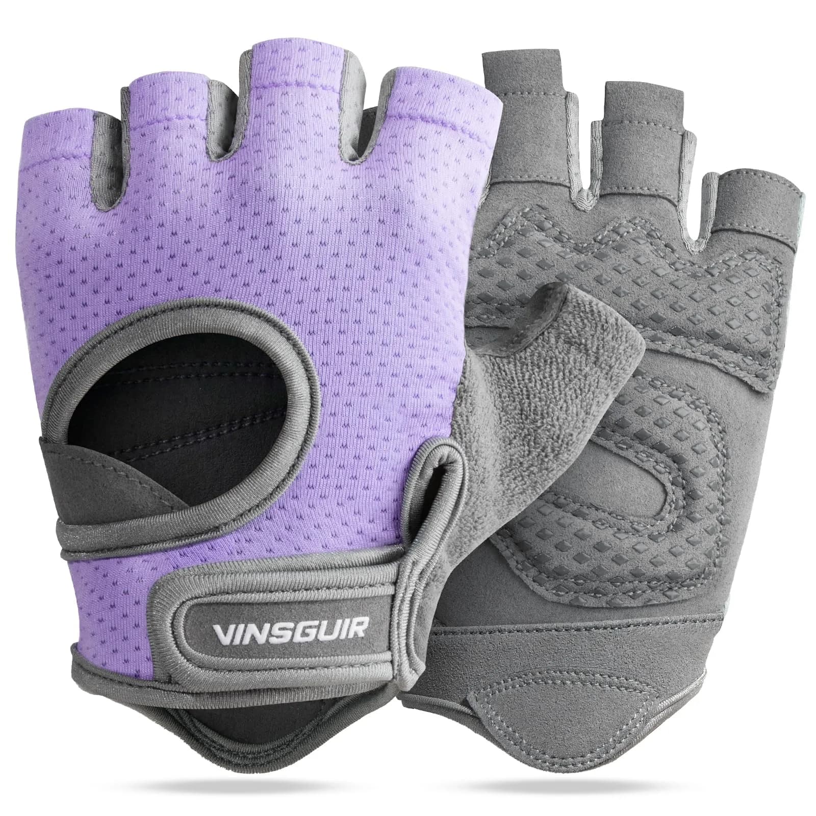VINSGUIR Lavender/Gray Workout Gloves for Women & Men - Small Size - main product image