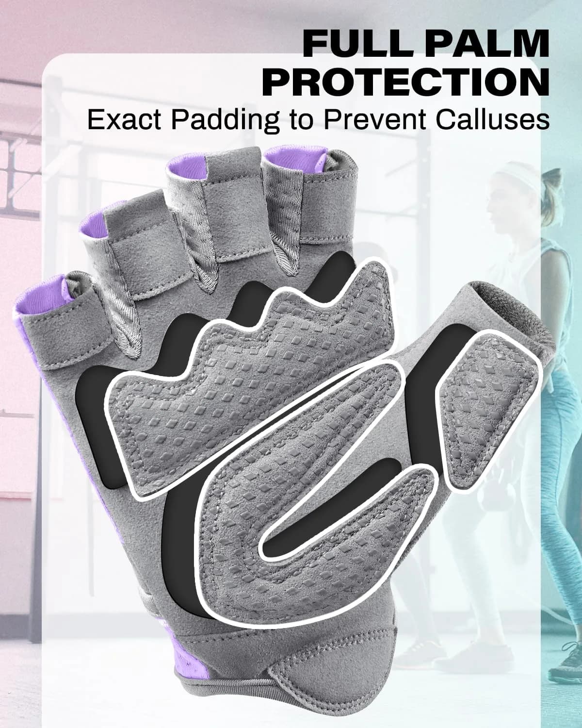 VINSGUIR Lavender/Gray Workout Gloves for Women & Men - Small Size - view 2