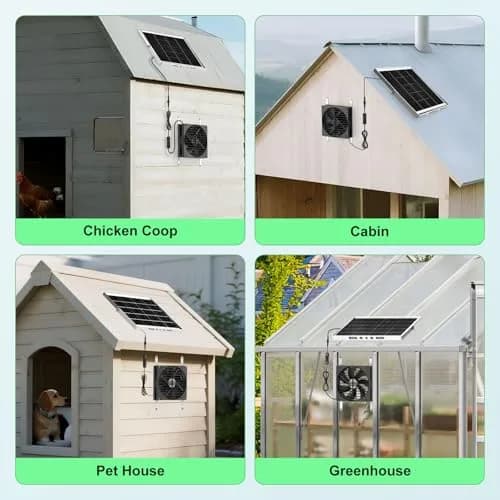 pqins 7.1" Solar Greenhouse Fan 25W | 720 CFM Exhaust & Intake | 16.5 ft Cord thumbnail 4