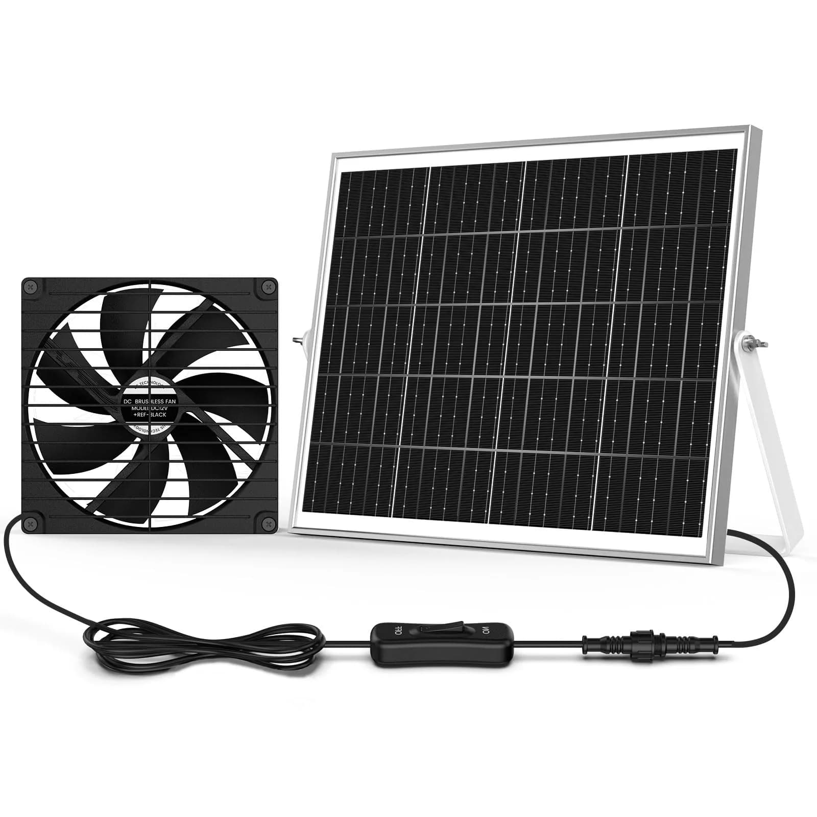 pqins 7.1" Solar Greenhouse Fan 25W | 720 CFM Exhaust & Intake | 16.5 ft Cord - main product image