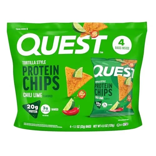 Quest Nutrition Chili Lime Tortilla Style Protein Chips 4 Pack | Baked, Gluten-Free, 20g Protein, 3g Net Carbs thumbnail 1